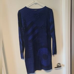 Marimekko Huvila Fine Knit 100% Wool Long Sleeve Dress